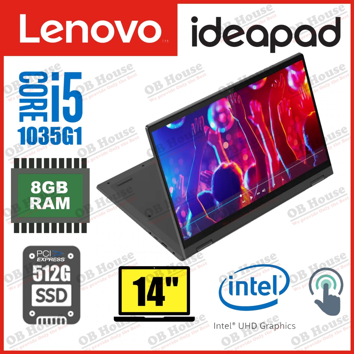 IdeaPad Flex 5 i5-1035G1 8GB 512GB SSD 14吋 全高清觸控屏幕 手提電腦 (81X10058HH) - 高質陳列品