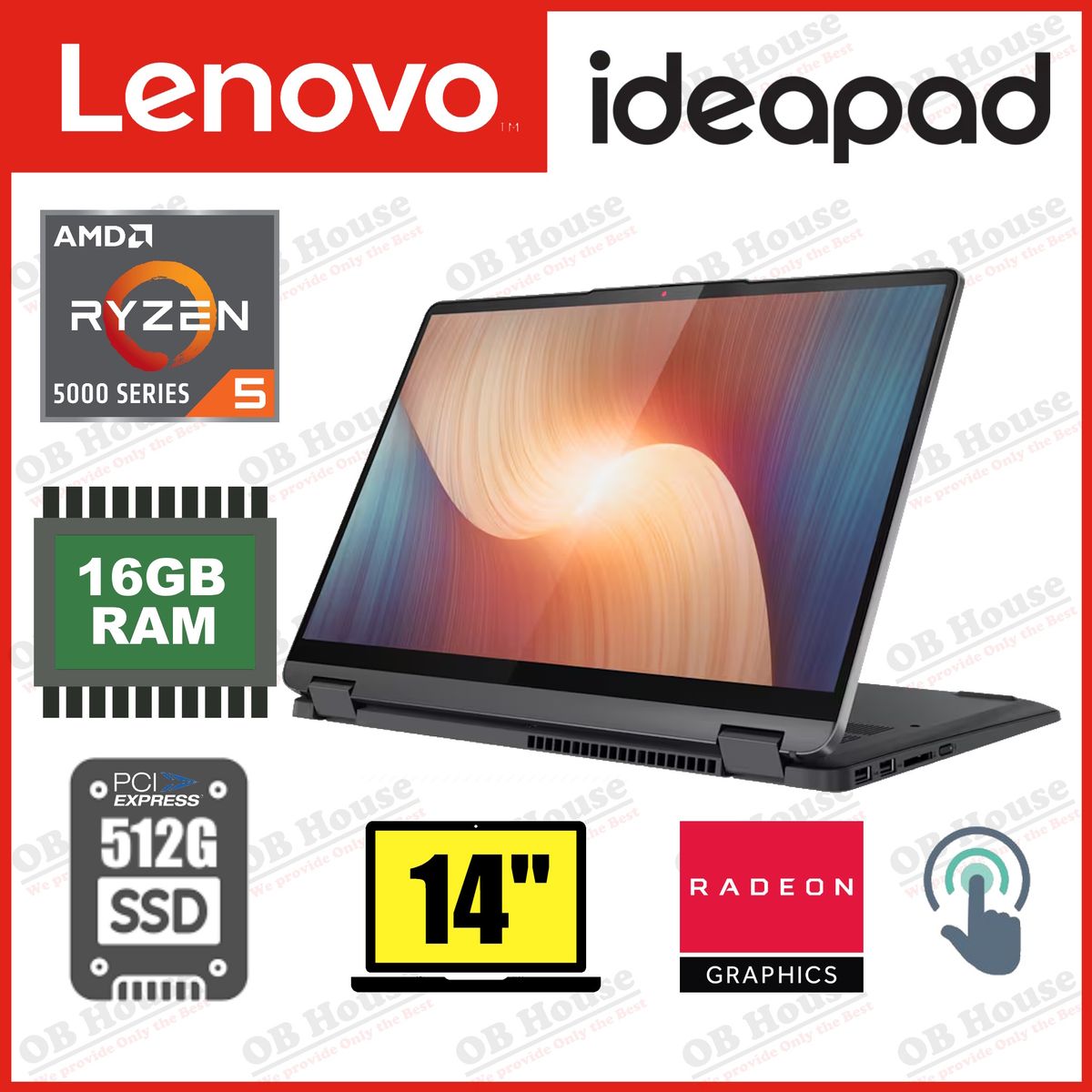 IdeaPad Flex 5 14ALC7 Ryzen 5 5500U 14吋 觸控屏幕 手提電腦 (82R90078HH) - 高質陳列品