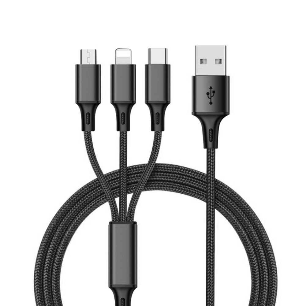 USB 3合1 編織充電線 - 隨機顏色