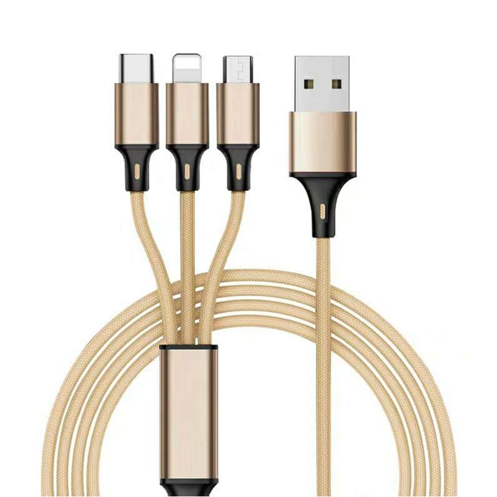 USB 3合1 編織充電線 - 隨機顏色