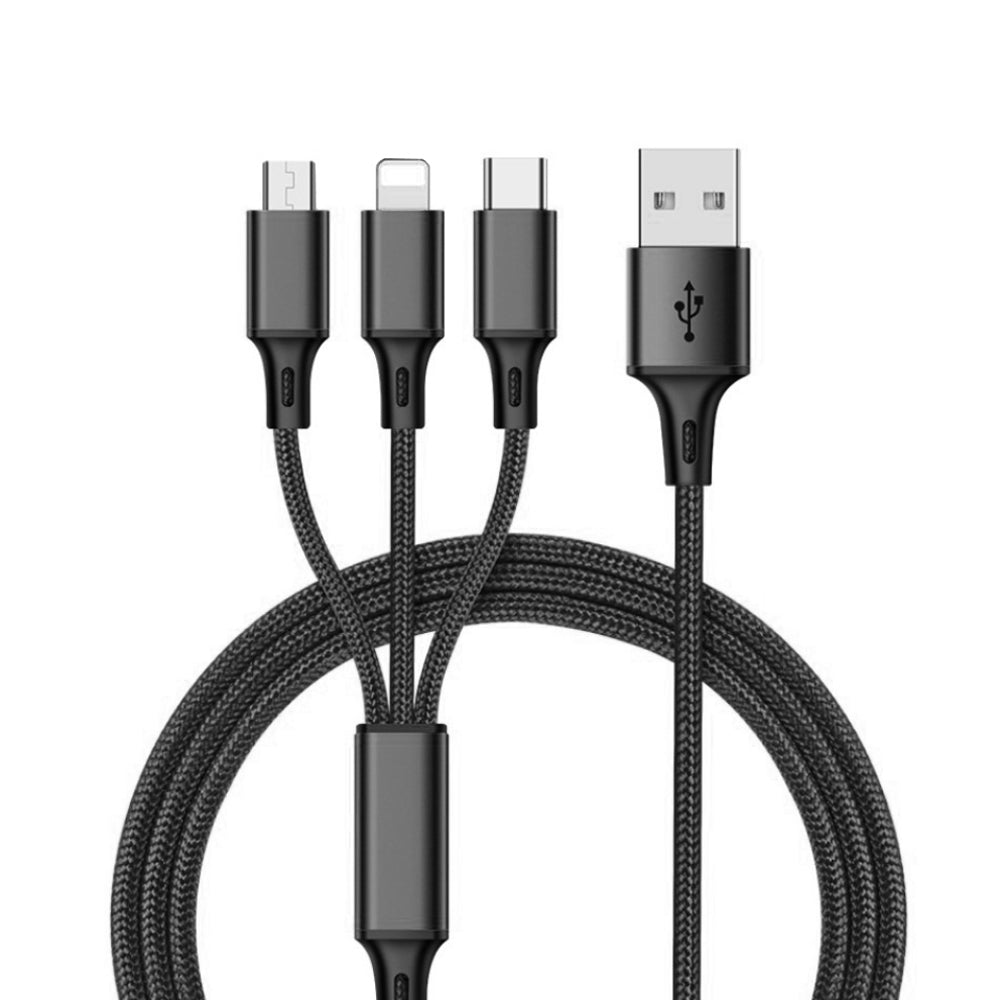 USB 3合1 編織充電線 - 隨機顏色