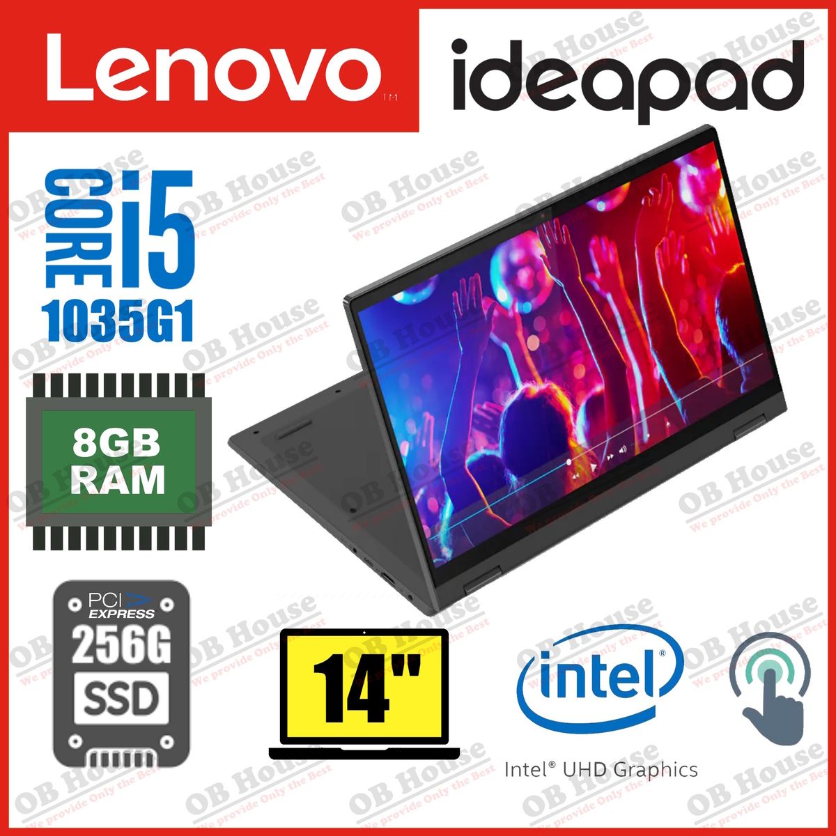 IdeaPad Flex 5 i5-1035G1 8GB 256GB SSD 14吋 全高清觸控屏幕 手提電腦 (81X10058HH) - 高質陳列品