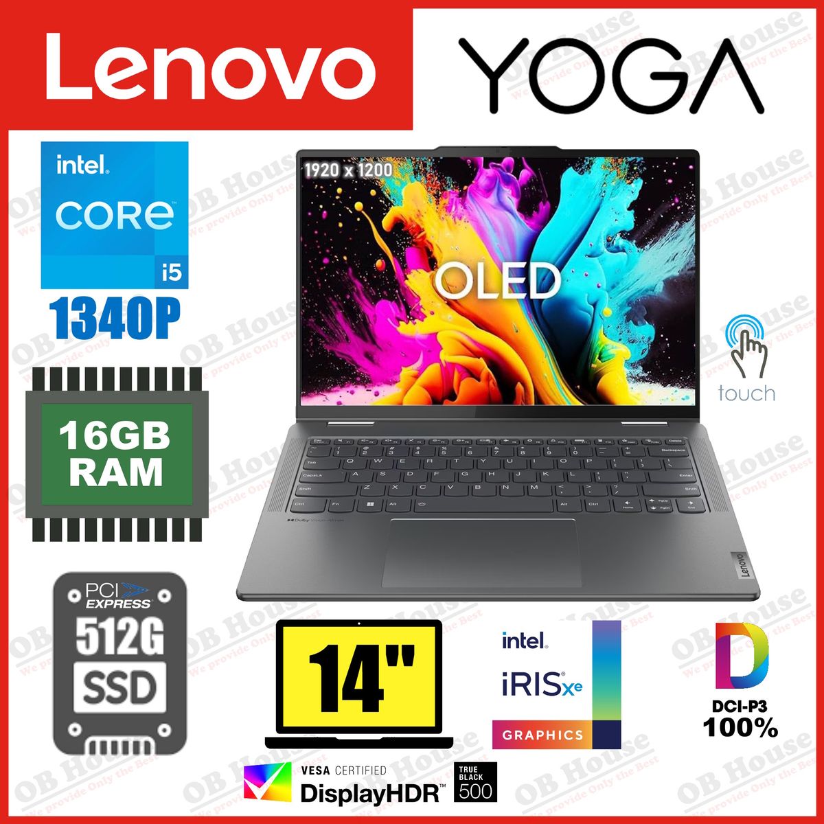 Yoga 7 14IRL8 i5-1340P 14吋 OLED 觸控屏幕 手提電腦 (82YL003QHH) - 高質陳列品