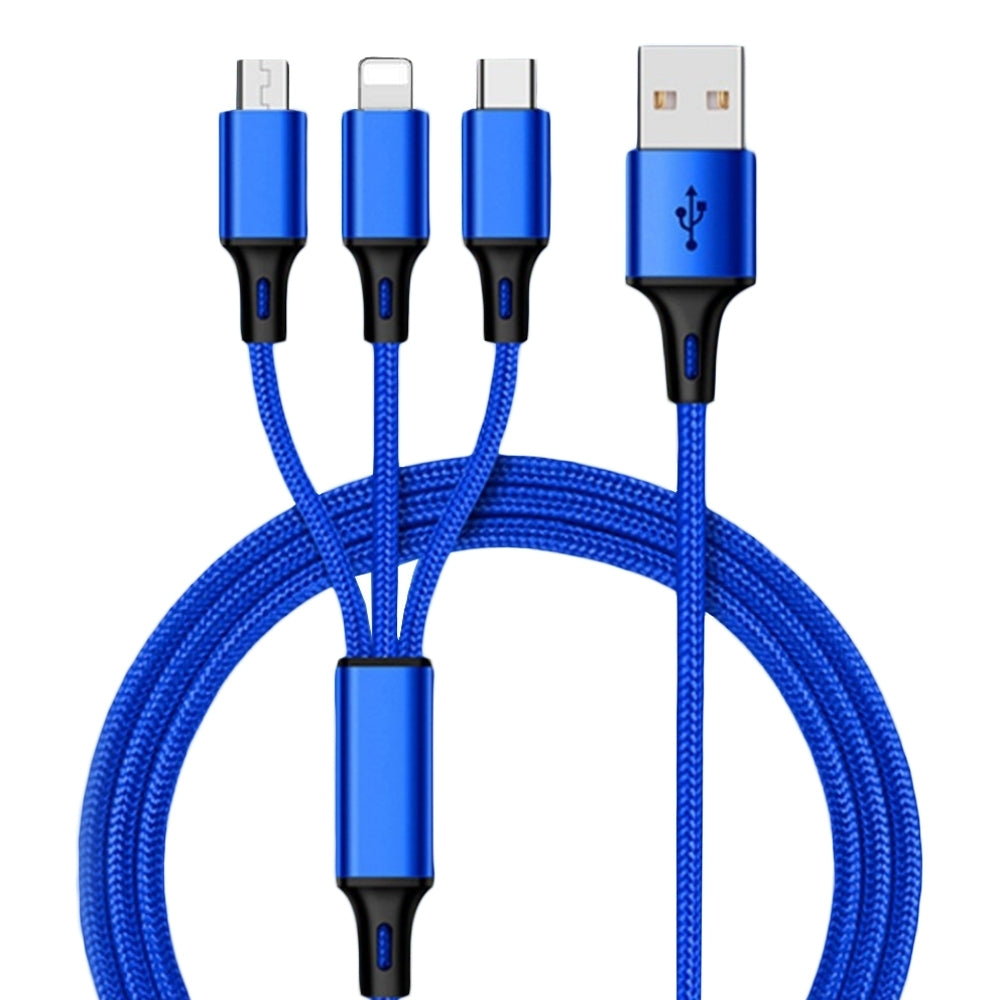 USB 3合1 編織充電線 - 隨機顏色