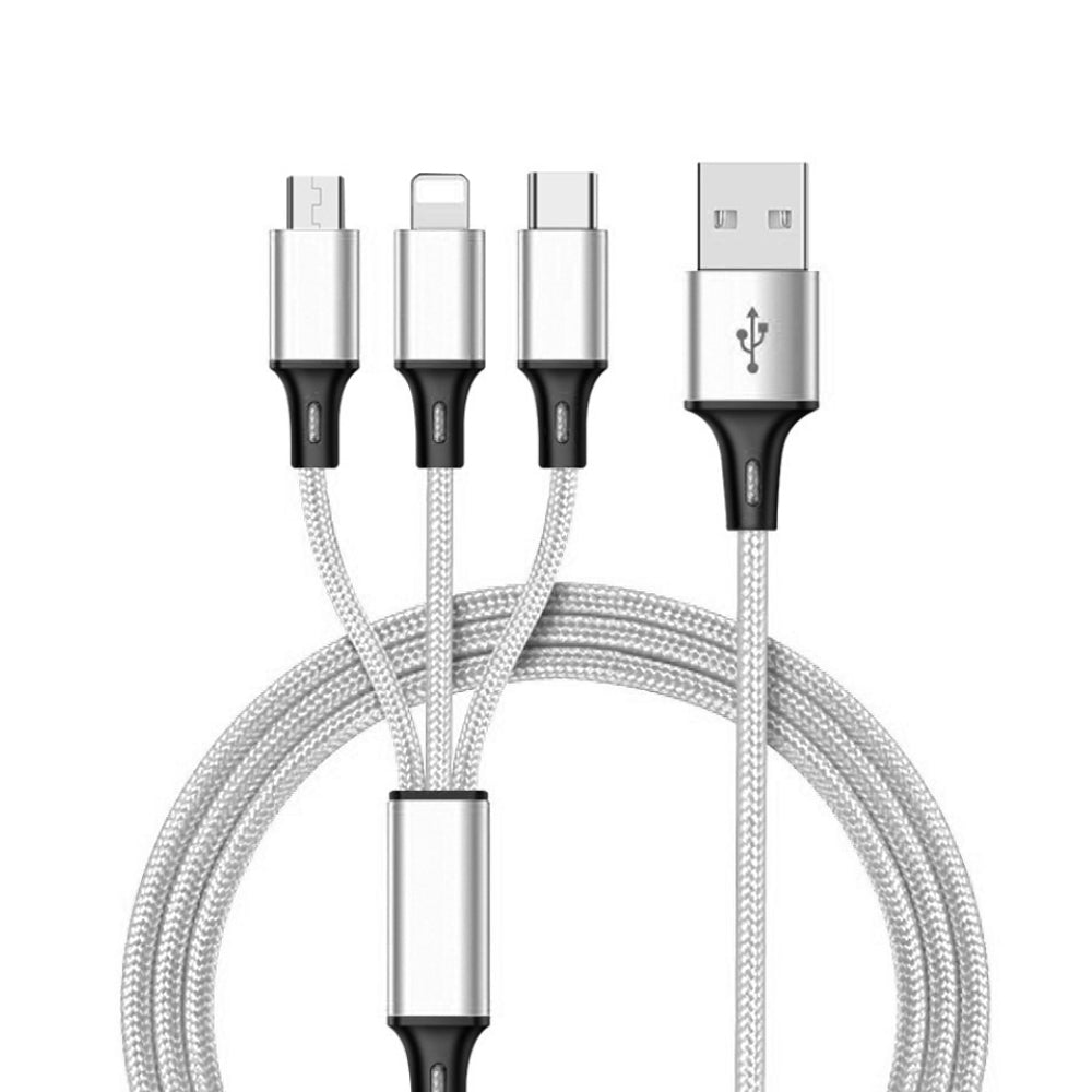 USB 3合1 編織充電線 - 隨機顏色